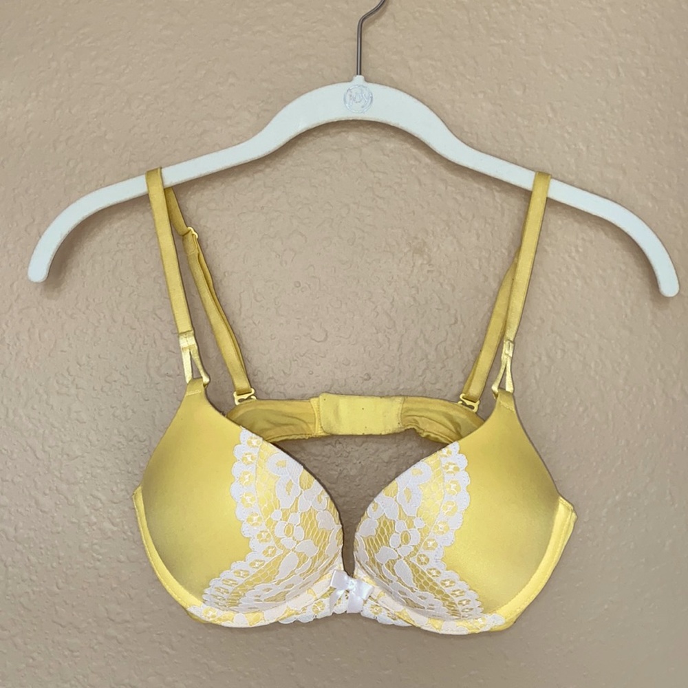 Bright Yellow with White Lace Detailing Bra